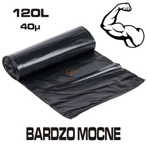 WORKI NA ŚMIECI 120L CZARNE STRONG  A'10